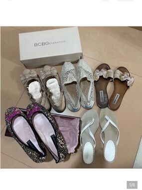 5 BCBGeneration Beige Crochet Pointed Slip-On Flats Bundle A lot